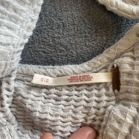 Free People Pull Me In Romper Womens XS Pebble Gray Waffle Knit Belted - Picture 9 of 15